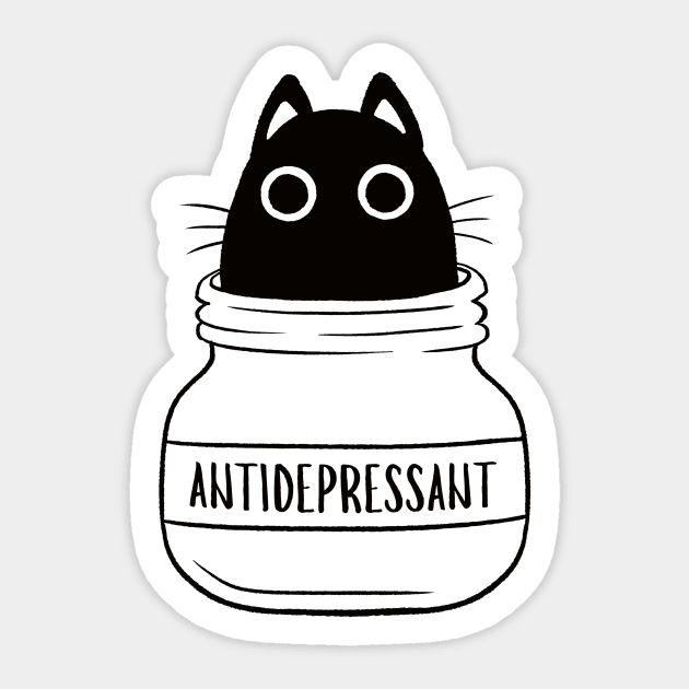 Antidepressant Cat Sticker by Firlefanzzz